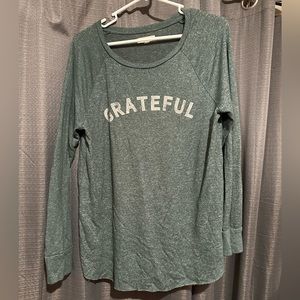 Grayson Threads XL “grateful” super soft green long sleeve sweater